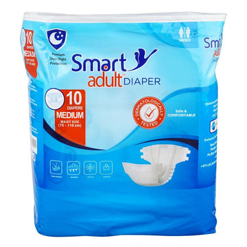 Smart Adult Diaper (Medium) - 10 Pack - Waist 29.5-43.3 Inches