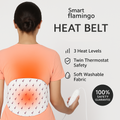 Smart Flamingo heat belt with features listed on a white background