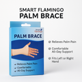Smart Flamingo Palm Brace packaging with product features on a white background