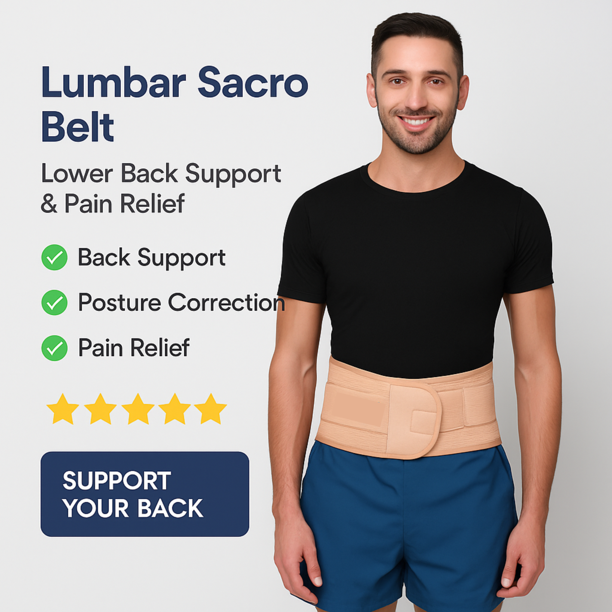 Smart Flamingo Lumbar Sacro Belt - Lower Back Support & Pain Relief
