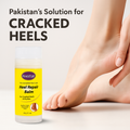 Krackure Heel Repair Balm with a foot showing cracked heels on a light background
